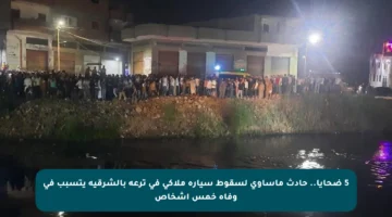 5 ضحايا.. حادث مأساوي لسقوط سيارة ملاكي في ترعة بالشرقية يتسبب في وفاة خمس أشخاص